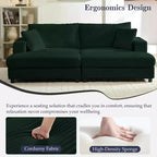 Mjkone Causeuse 2 places en velours côtelé avec pouf de rangement et accoudoir, canapé-lit inclinable rembourré pour l'intérieur