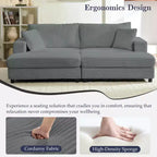 Mjkone Causeuse 2 places en velours côtelé avec pouf de rangement et accoudoir, canapé-lit inclinable rembourré pour l'intérieur
