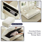 Mjkone Causeuse 2 places en velours côtelé avec pouf de rangement et accoudoir, canapé-lit inclinable rembourré pour l'intérieur