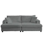 Mjkone Causeuse 2 places en velours côtelé avec pouf de rangement et accoudoir, canapé-lit inclinable rembourré pour l'intérieur