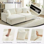 Mjkone Causeuse 2 places en velours côtelé avec pouf de rangement et accoudoir, canapé-lit inclinable rembourré pour l'intérieur