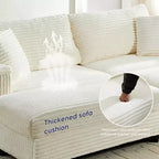 Mjkone Causeuse 2 places en velours côtelé avec pouf de rangement et accoudoir, canapé-lit inclinable rembourré pour l'intérieur