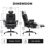 Chaise de bureau en cuir PU Fauteuil d'ordinateur avec soutien lombaire et dossier haut, Chaise de bureau ergonomique avec appui-tête relevable
