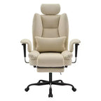 Chaise de bureau en cuir PU Fauteuil d'ordinateur avec soutien lombaire et dossier haut, Chaise de bureau ergonomique avec appui-tête relevable