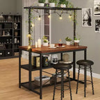 Îlot de cuisine avec rangement, étagère de boulanger, table d'îlot pour cuisine, étagère de micro-ondes à 3 niveaux, grande table de bar à café, étagère de rangement, 5 crochets