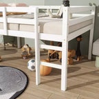 Lit mezzanine en bois d'hévéa MAYEERTY avec échelle de sécurité blanc