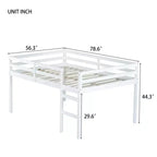 Lit mezzanine en bois d'hévéa MAYEERTY avec échelle de sécurité blanc