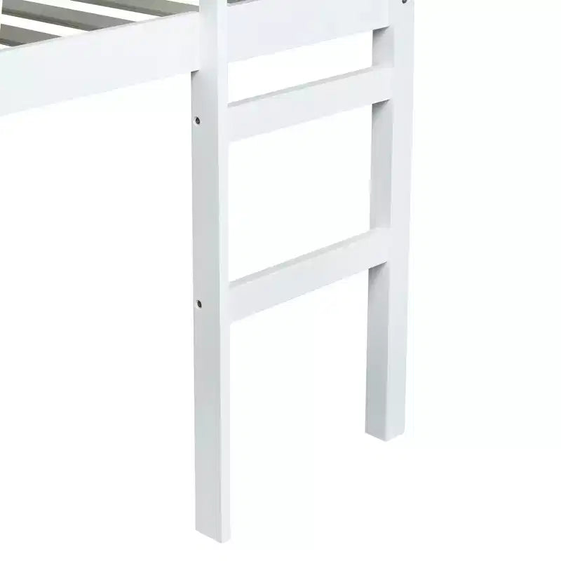 Lit mezzanine en bois d'hévéa MAYEERTY avec échelle de sécurité blanc