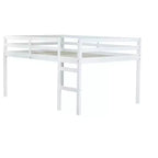 Lit mezzanine en bois d'hévéa MAYEERTY avec échelle de sécurité blanc