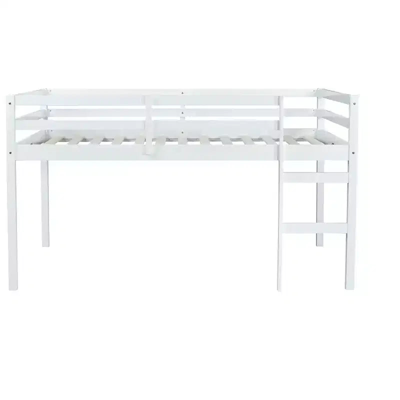 Lit mezzanine en bois d'hévéa MAYEERTY avec échelle de sécurité blanc