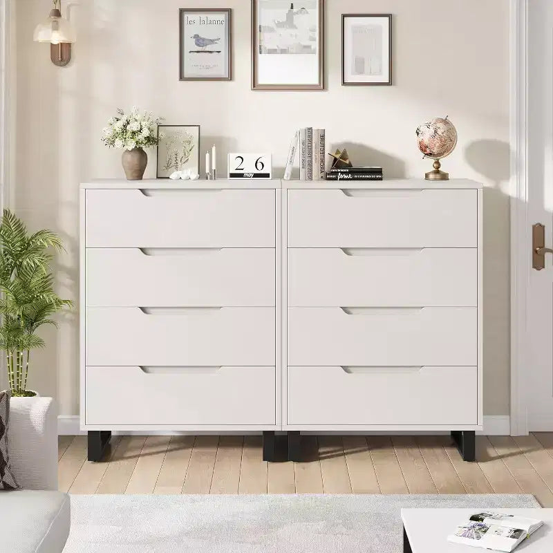 Commode à 4 tiroirs DobleePy 30 Blanc, Armoire de Rangement Haute Autonome, Commode Verticale pour Chambre, Placard, Entrée