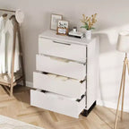 Commode à 4 tiroirs DobleePy 30 Blanc, Armoire de Rangement Haute Autonome, Commode Verticale pour Chambre, Placard, Entrée