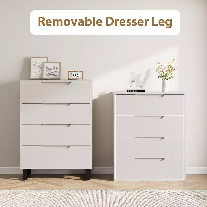 Commode à 4 tiroirs DobleePy 30 Blanc, Armoire de Rangement Haute Autonome, Commode Verticale pour Chambre, Placard, Entrée