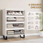 Commode à 4 tiroirs DobleePy 30 Blanc, Armoire de Rangement Haute Autonome, Commode Verticale pour Chambre, Placard, Entrée