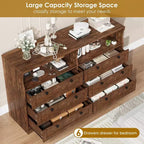 Acekool 55 Grande commode 6 tiroirs avec prise de courant et lumières LED, grande commode moderne, meuble TV large pour chambre à coucher, salon, couloir
