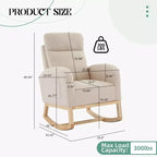 Fauteuil à bascule, fauteuil de nurserie avec dossier haut et pochette latérale, fauteuil à bascule d'appoint avec pieds en bois d'hévéa pour salon/chambre/nurserie
