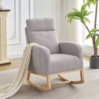 Fauteuil à bascule, fauteuil de nurserie avec dossier haut et pochette latérale, fauteuil à bascule d'appoint avec pieds en bois d'hévéa pour salon/chambre/nurserie