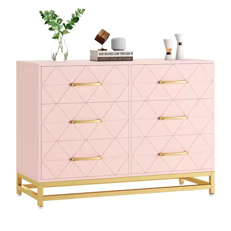 Commode 6 tiroirs CuisinSmart, chiffonnier pour chambre à coucher, poignées et pieds en métal, pour chambre à coucher, salon, entrée, gain de place