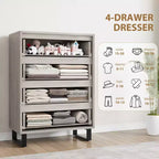 Commode haute à 4 tiroirs, Meuble de rangement vertical autoportant pour Chambre, Placard, Salon, Couloir ou Entrée