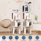 Tour de bibliothèque rotative à 4 niveaux, étagère pivotante pour petits espaces, organisateur d'étagères sur pied à affichage 360 pour chambre à coucher et salon