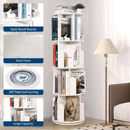 Tour de bibliothèque rotative à 4 niveaux, étagère pivotante pour petits espaces, organisateur d'étagères sur pied à affichage 360 pour chambre à coucher et salon