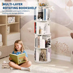 Tour de bibliothèque rotative à 4 niveaux, étagère pivotante pour petits espaces, organisateur d'étagères sur pied à affichage 360 pour chambre à coucher et salon
