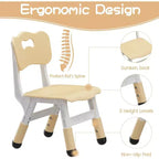 Ensemble table et 6 chaises pour enfants CuisinSmart avec boîte de rangement, ensemble table et chaises réglables en hauteur pour tout-petits, plateau de table graffiti, pieds antidérapants, couleur naturelle