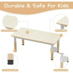 Ensemble table et 6 chaises pour enfants CuisinSmart avec boîte de rangement, ensemble table et chaises réglables en hauteur pour tout-petits, plateau de table graffiti, pieds antidérapants, couleur naturelle