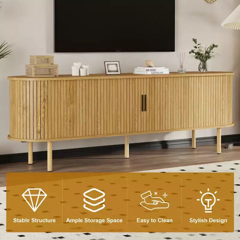 Meuble TV 70.1, console TV moderne avec compartiment de rangement et porte coulissante, meuble de divertissement pour jeux vidéo avec placard pour salon, chambre à coucher