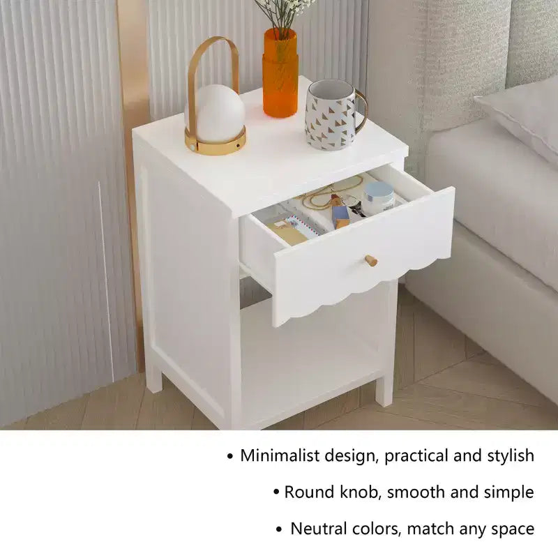 Table de chevet pour enfants ModernLuxe, en bois, table d'appoint blanche, table de canapé avec tiroir