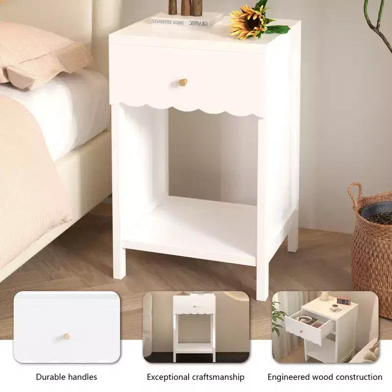 Table de chevet pour enfants ModernLuxe, en bois, table d'appoint blanche, table de canapé avec tiroir