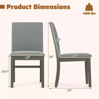 Lot de 2/4 chaises de salle à manger Costway rembourrées avec pieds en bois d'hévéa, assise rembourrée et dossier haut