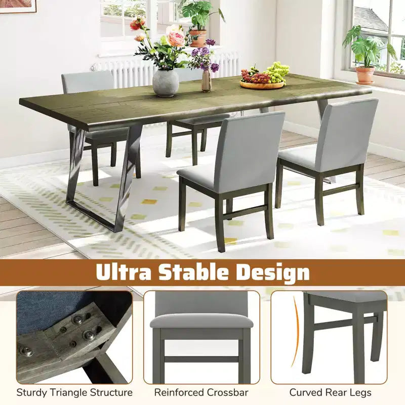 Lot de 2/4 chaises de salle à manger Costway rembourrées avec pieds en bois d'hévéa, assise rembourrée et dossier haut