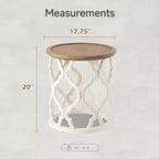 COZAYH Table d'appoint ronde rustique avec plateau en bois pour salon ou chambre à coucher, petite table de 17,75 x 20 pouces, blanche