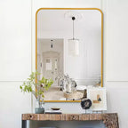 Miroir mural de salle de bain rectangulaire à cadre métallique doré – Élégant et durable