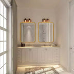 Miroir mural de salle de bain rectangulaire à cadre métallique doré – Élégant et durable