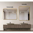 Miroir mural de salle de bain rectangulaire à cadre métallique doré – Élégant et durable
