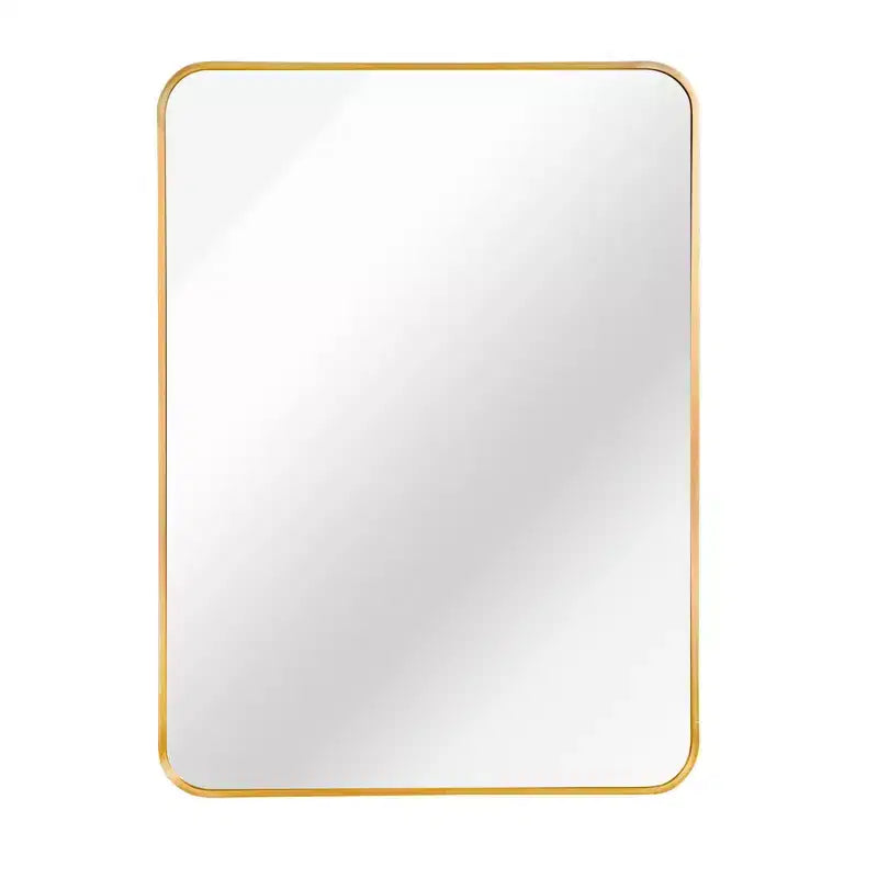 Miroir mural de salle de bain rectangulaire à cadre métallique doré – Élégant et durable