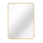 Miroir mural de salle de bain rectangulaire à cadre métallique doré – Élégant et durable