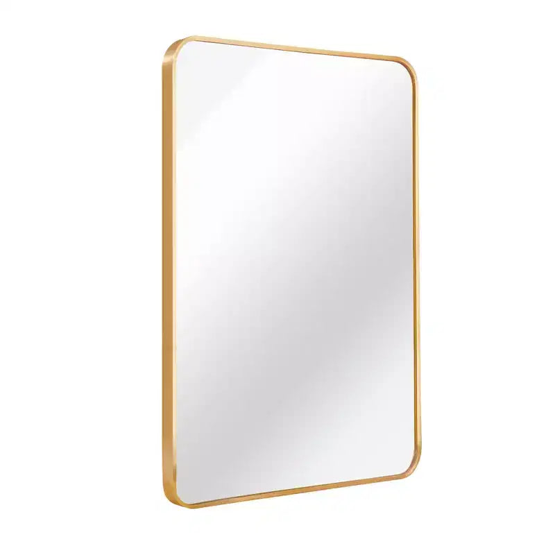 Miroir mural de salle de bain rectangulaire à cadre métallique doré – Élégant et durable