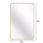 Miroir mural de salle de bain rectangulaire à cadre métallique doré – Élégant et durable