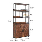 Étagère de boulanger avec rangement, armoire de cuisine autonome de style rustique avec petite huche, porte haute, comptoir épaissi, étagères de rangement pour bar à café