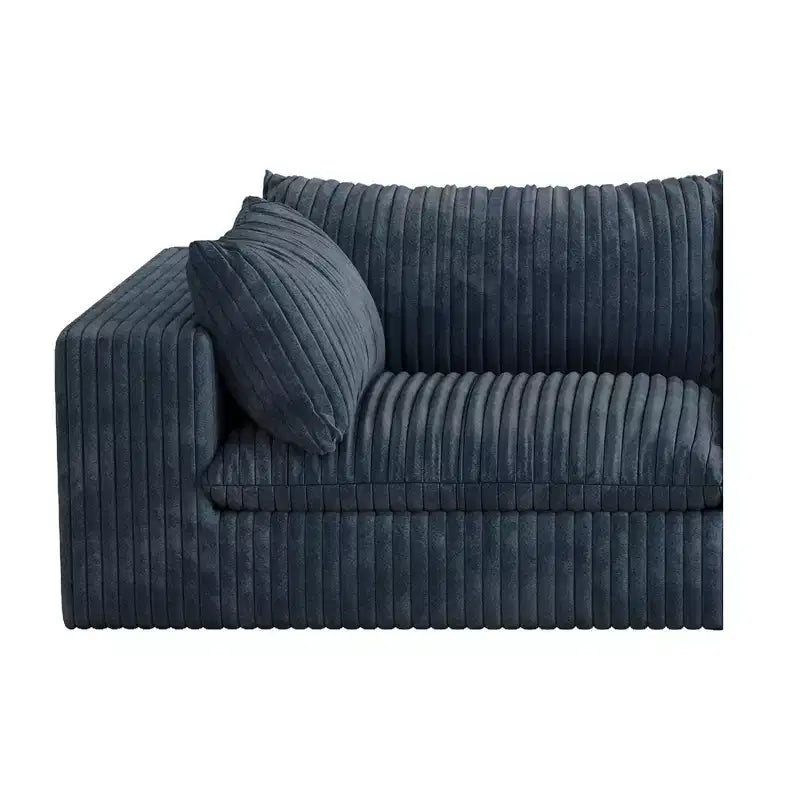 GDFStudio Jocelyn Canapé d'angle en velours côtelé 4 places avec rembourrage en plumes et pouf ottoman