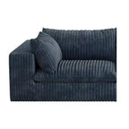 GDFStudio Jocelyn Canapé d'angle en velours côtelé 4 places avec rembourrage en plumes et pouf ottoman