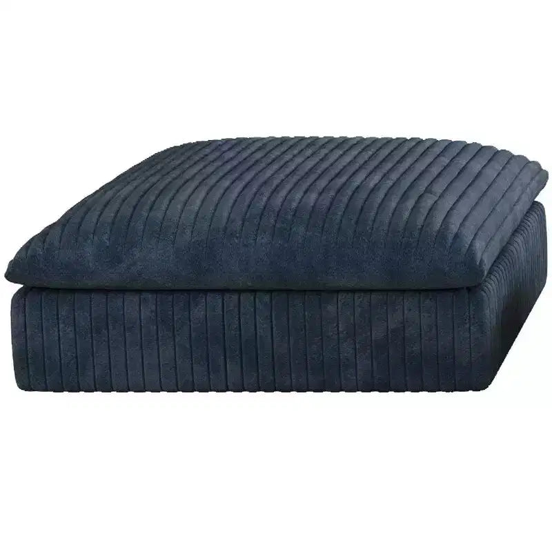 GDFStudio Jocelyn Canapé d'angle en velours côtelé 4 places avec rembourrage en plumes et pouf ottoman