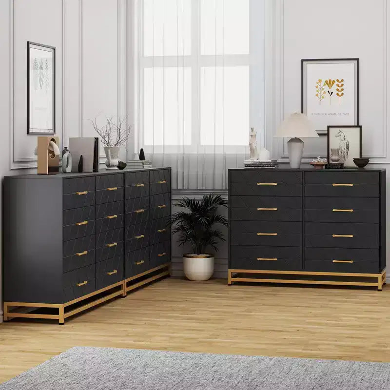 Commode à 8 tiroirs pour chambre et placard, chiffonnier moderne de 92 cm de haut avec glissières à fermeture douce et kit anti-basculement, organisateur peu encombrant