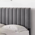 CuisinSmart Cadre de lit, Cadre de lit plateforme rembourré avec tête de lit réglable, Aucun sommier tapissier requis, Facile à monter, Capacité de poids de 1200 livres