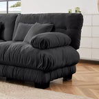 Canapé 2 places Cloud pour salon, canapé 2 places en chenille avec 2 coussins lombaires et 2 coussins décoratifs, chenille café clair