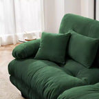 Canapé 2 places Cloud pour salon, canapé 2 places en chenille avec 2 coussins lombaires et 2 coussins décoratifs, chenille café clair