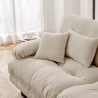 Canapé 2 places Cloud pour salon, canapé 2 places en chenille avec 2 coussins lombaires et 2 coussins décoratifs, chenille café clair